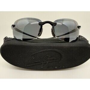 New Maui Jim SANDY BEACH Gloss Black Gray Rimless Sunglasses 408-02 $229